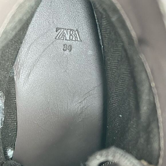 Rare ZARA Kids Brown Combat Boots EU 34 Distressed Lace Up Chunky Lug Sole Zip - Picture 10 of 11